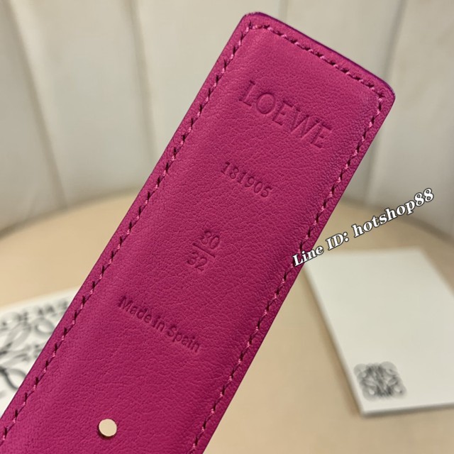 LOEWE女士皮帶 羅意威經典銅扣手掌紋雙面牛皮腰帶  jjp1799